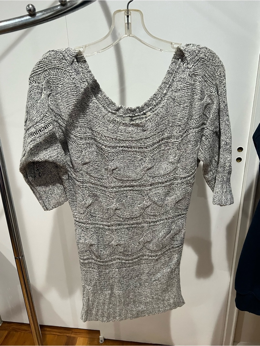 Gray Cable Knit Women's Sweater